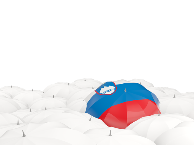 Белые зонтики с флагом. Скачать флаг. Словения