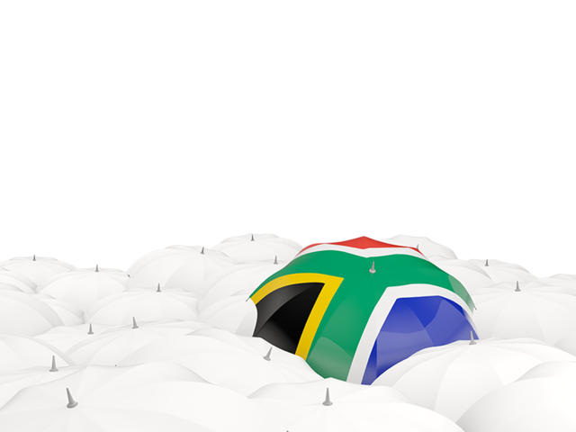 Белые зонтики с флагом. Скачать флаг. ЮАР