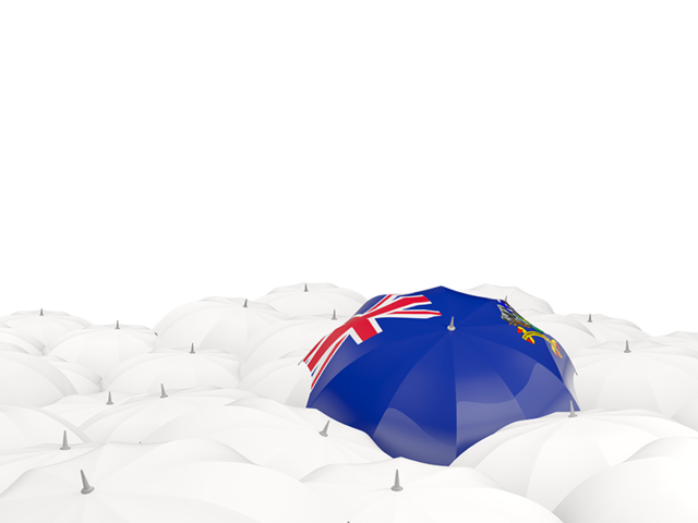 Белые зонтики с флагом. Скачать флаг. Южная Георгия и Южные Сандвичевы острова