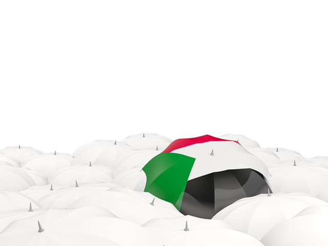 Белые зонтики с флагом. Скачать флаг. Судан
