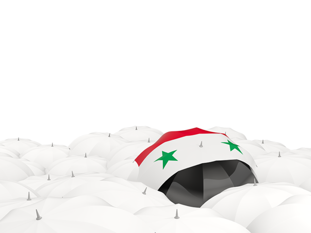 Белые зонтики с флагом. Скачать флаг. Сирия