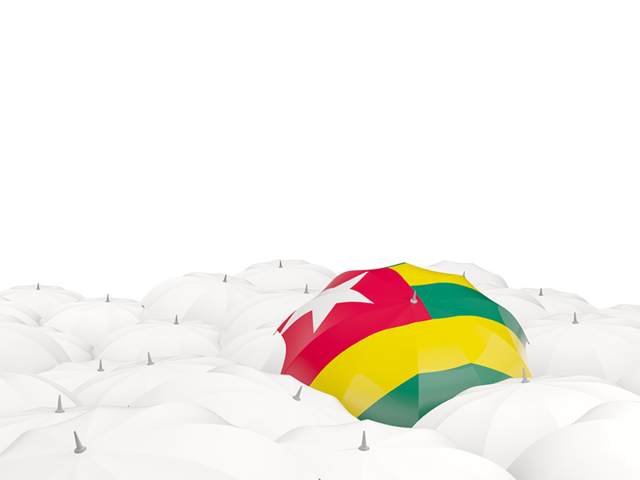 White umbrellas with flag. Download flag icon of Togo at PNG format