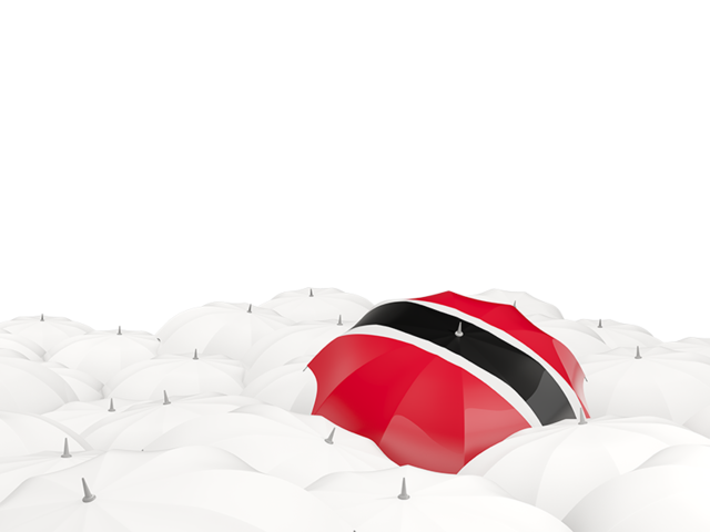 Белые зонтики с флагом. Скачать флаг. Тринидад и Тобаго
