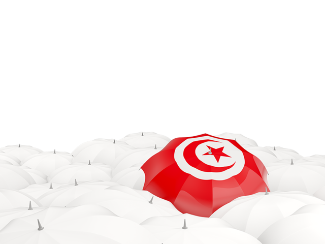 Белые зонтики с флагом. Скачать флаг. Тунис