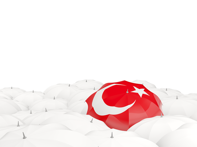 Белые зонтики с флагом. Скачать флаг. Турция
