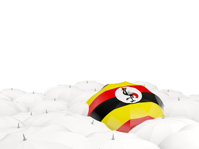 Белые зонтики с флагом. Скачать флаг. Уганда