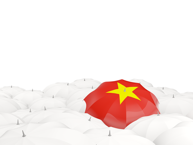 White umbrellas with flag. Download flag icon of Vietnam at PNG format