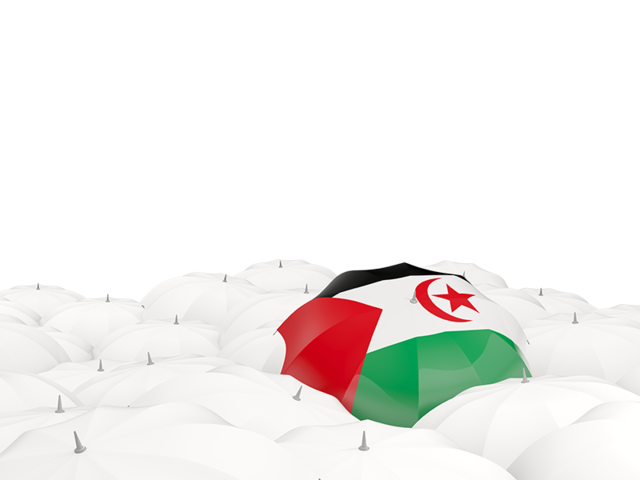 Белые зонтики с флагом. Скачать флаг. Западная Сахара