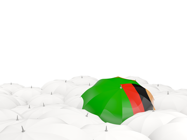 Белые зонтики с флагом. Скачать флаг. Замбия