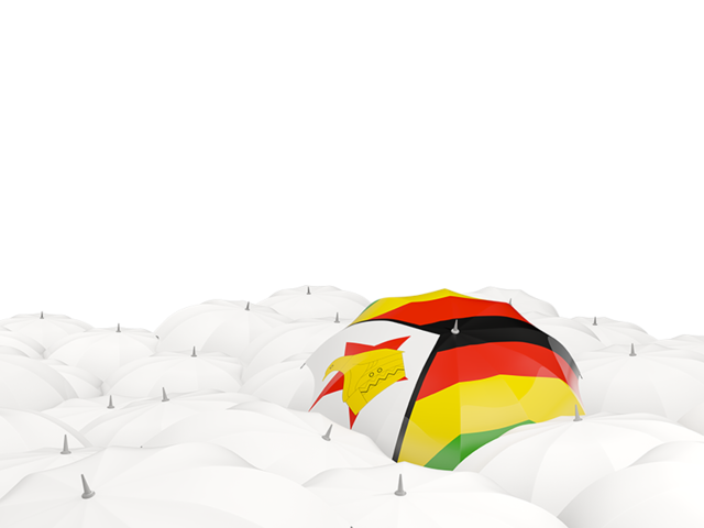Белые зонтики с флагом. Скачать флаг. Зимбабве